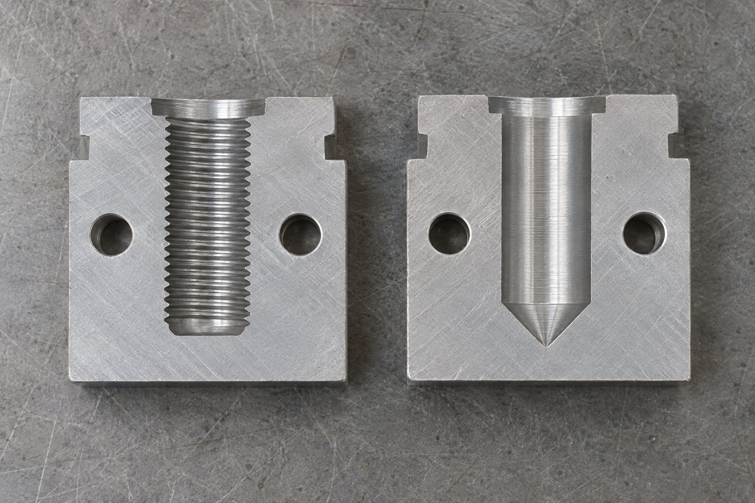 Complete Thread Definition cnc online quote threads shown in a sectioned mounting plate