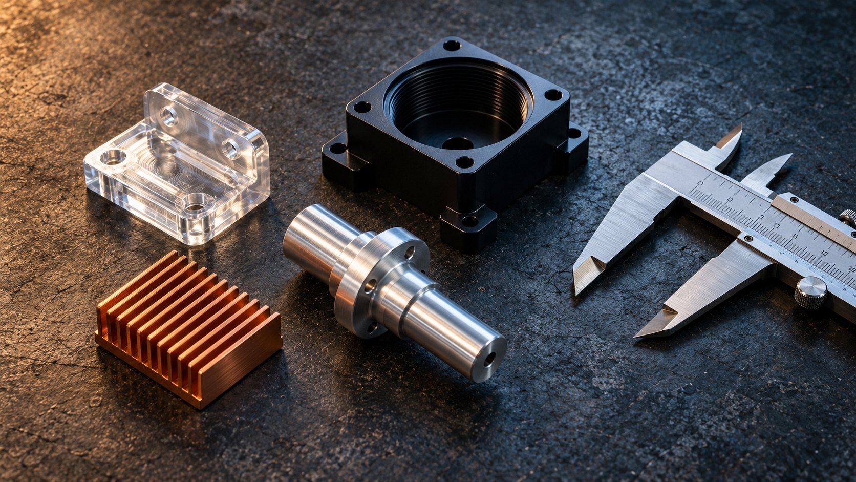 CNC turning tolerance zones shown on machined shafts, bores, and brackets