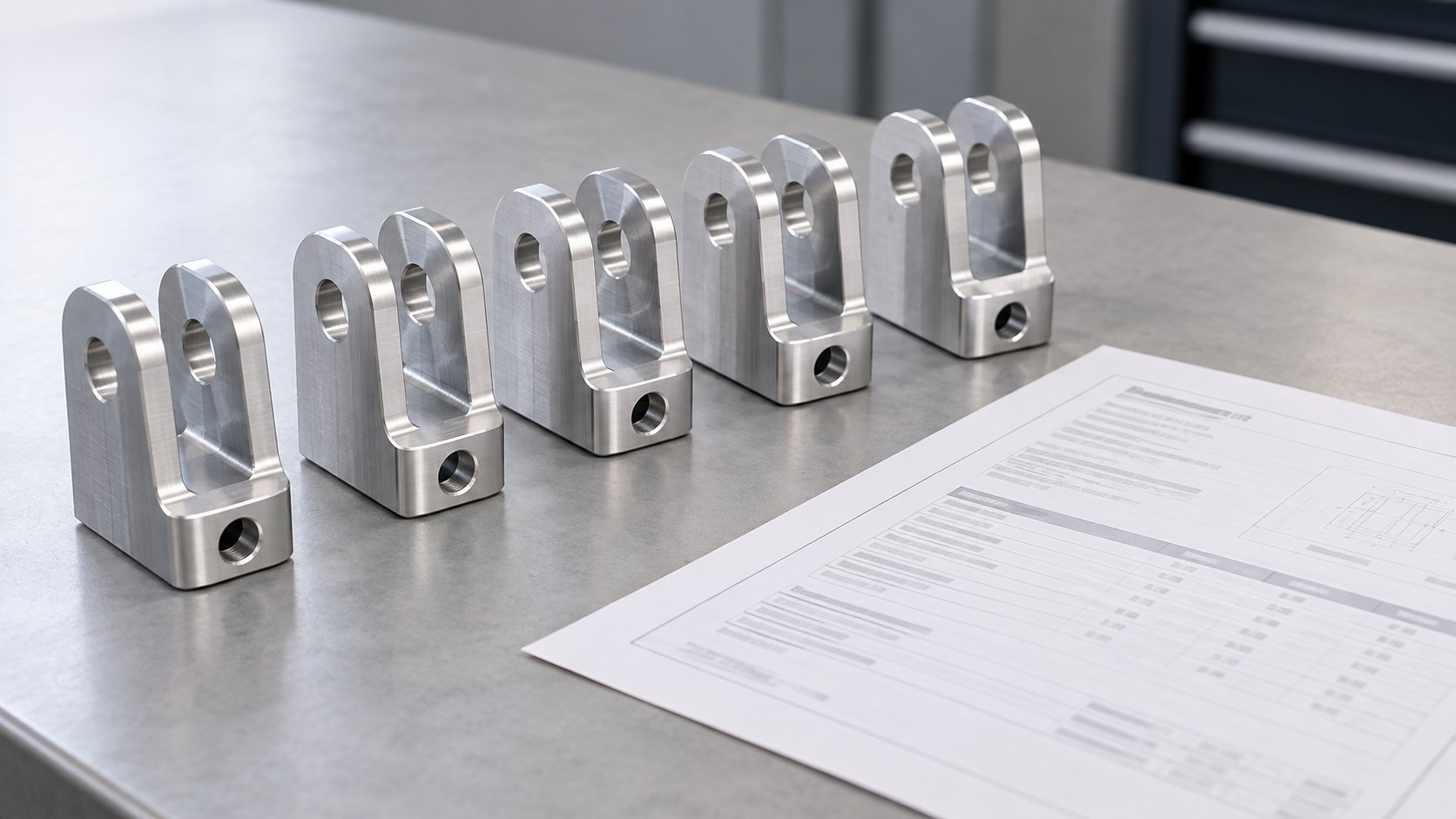 CNC quote quantity breaks shown beside machined aluminum parts