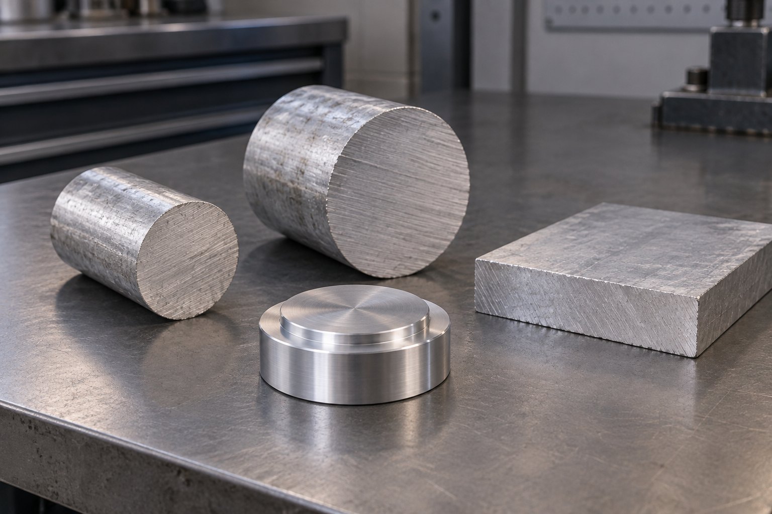 CNC quote stock size comparison with aluminum bar and plate blanks