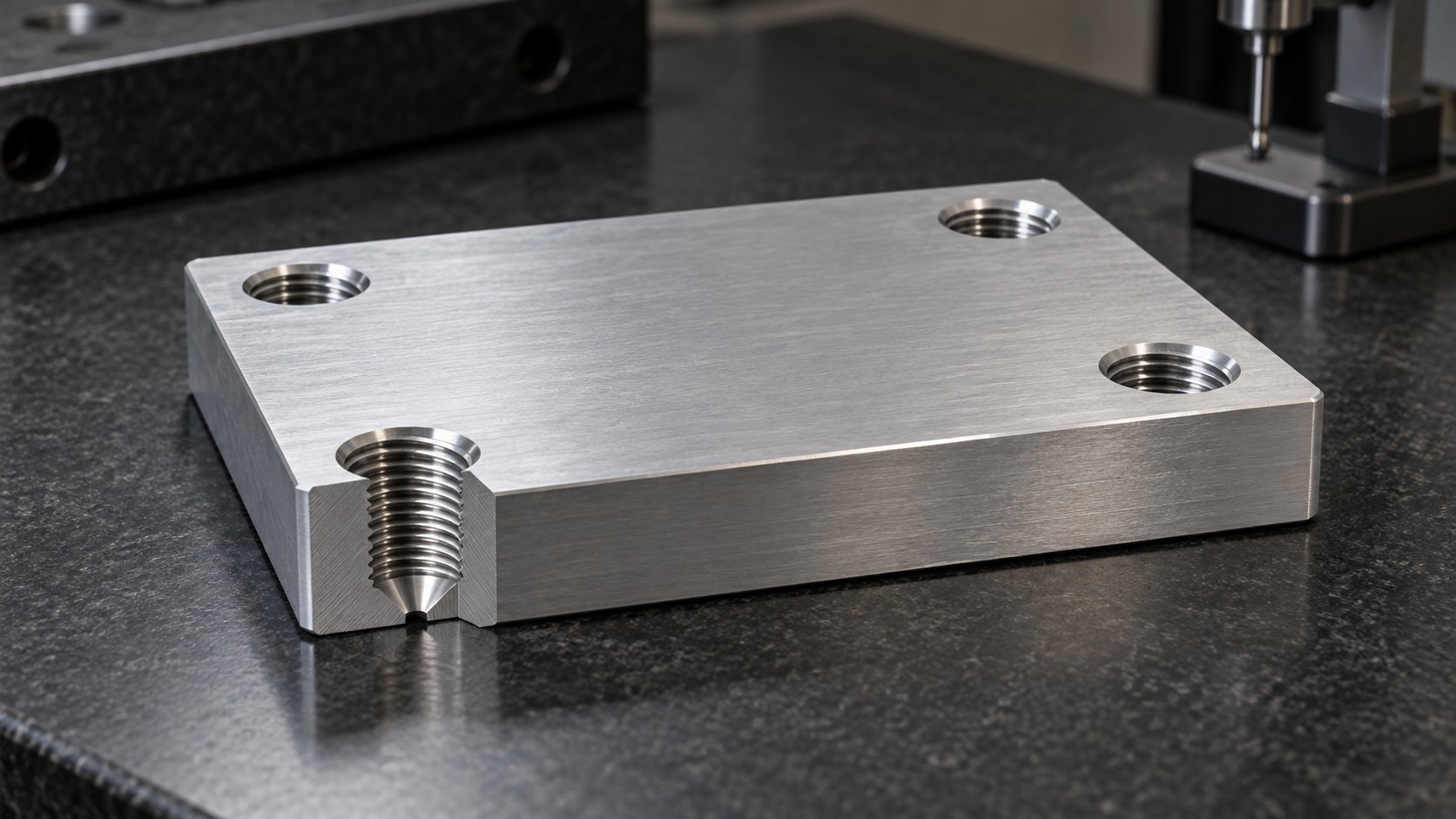 cnc online quote threads on a machined mounting plate