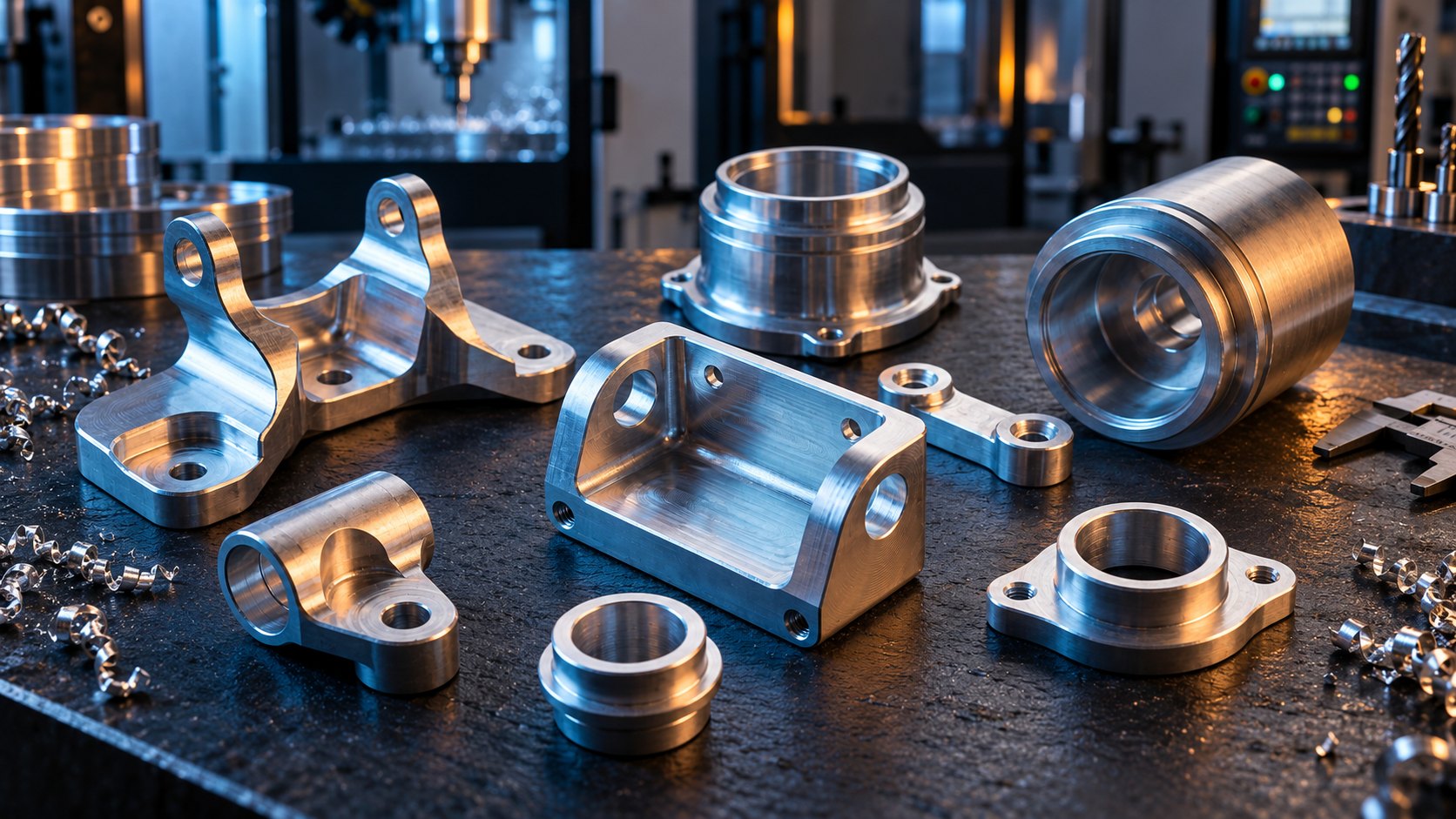 Silver aluminum machined components for CNC router feasibility review